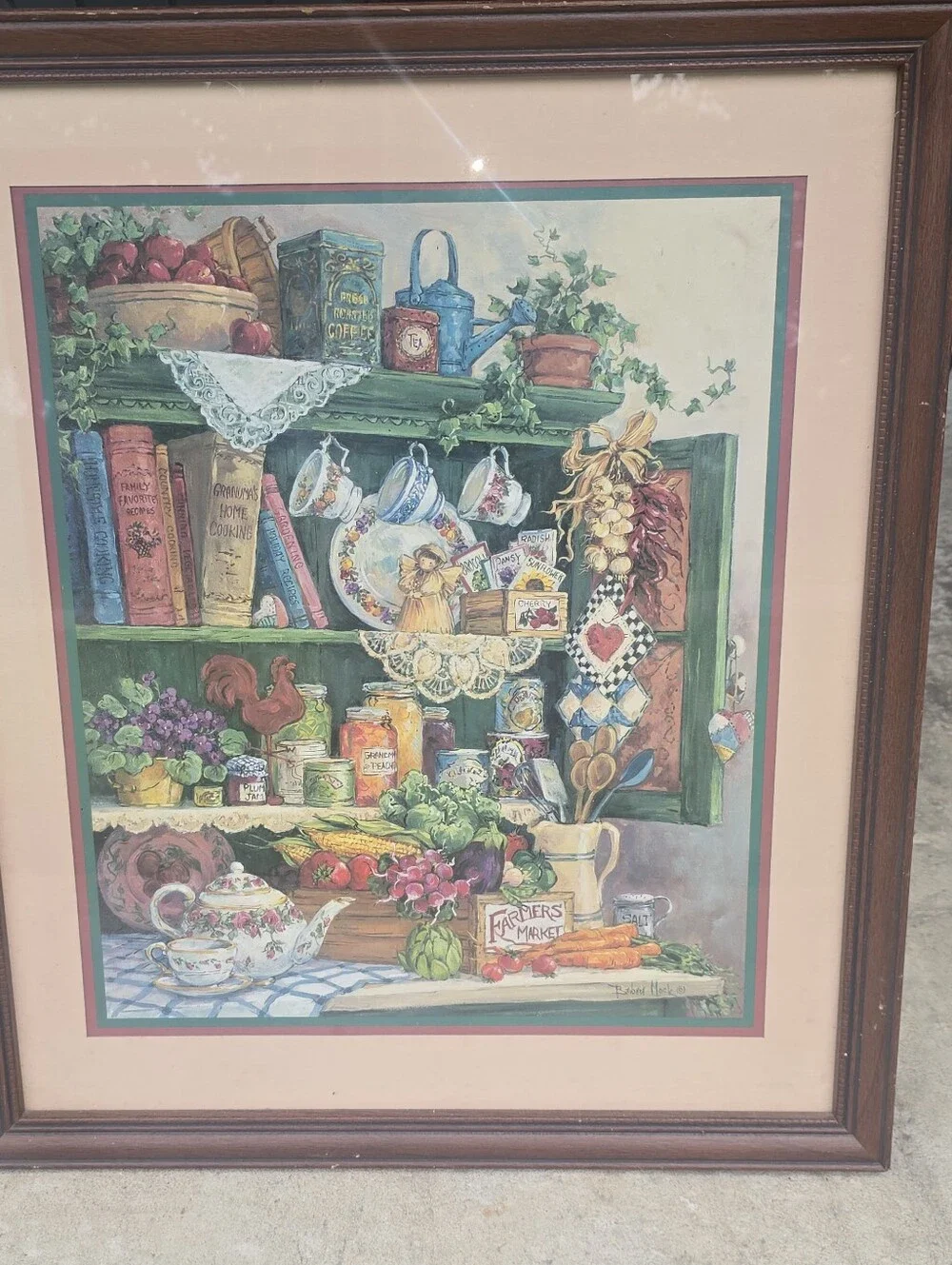 Farmhouse Kitchen Still Life Print - Colorful Country Shelf 